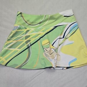 Tail Asymmetrical Skirt in Green and Yellow